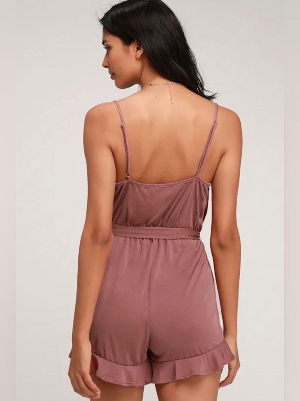 LULUS Katelyn Rusty Rose Ruffled Surplice Romper Women’s size Medium - Picture 3 of 16